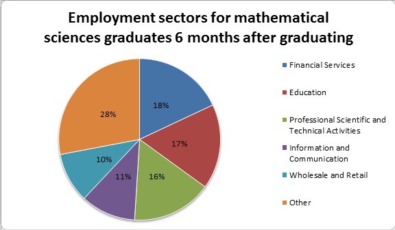 Pie chart showing employment for maths graduates