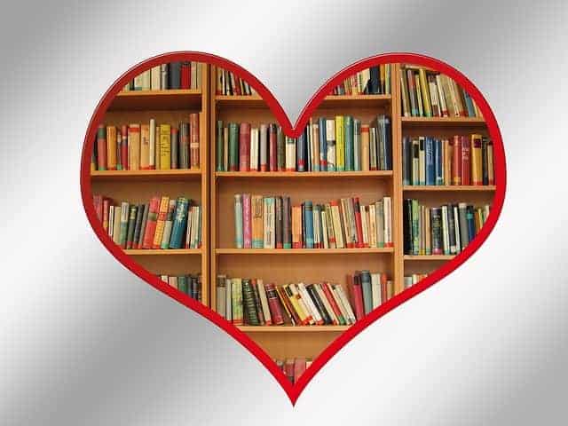 book shelves in heart shape