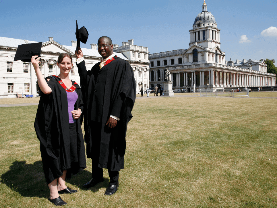 students in front of greenwich university